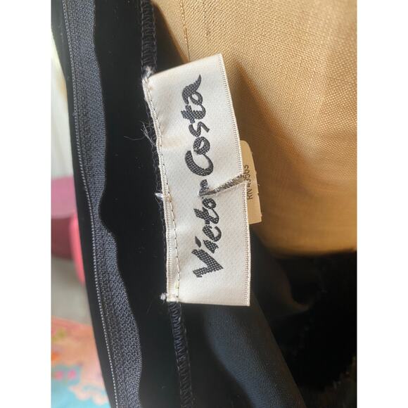 Vintage 1980s black velvet Victor Costa cocktail dress wrap draped rhinestone m - Picture 2 of 11